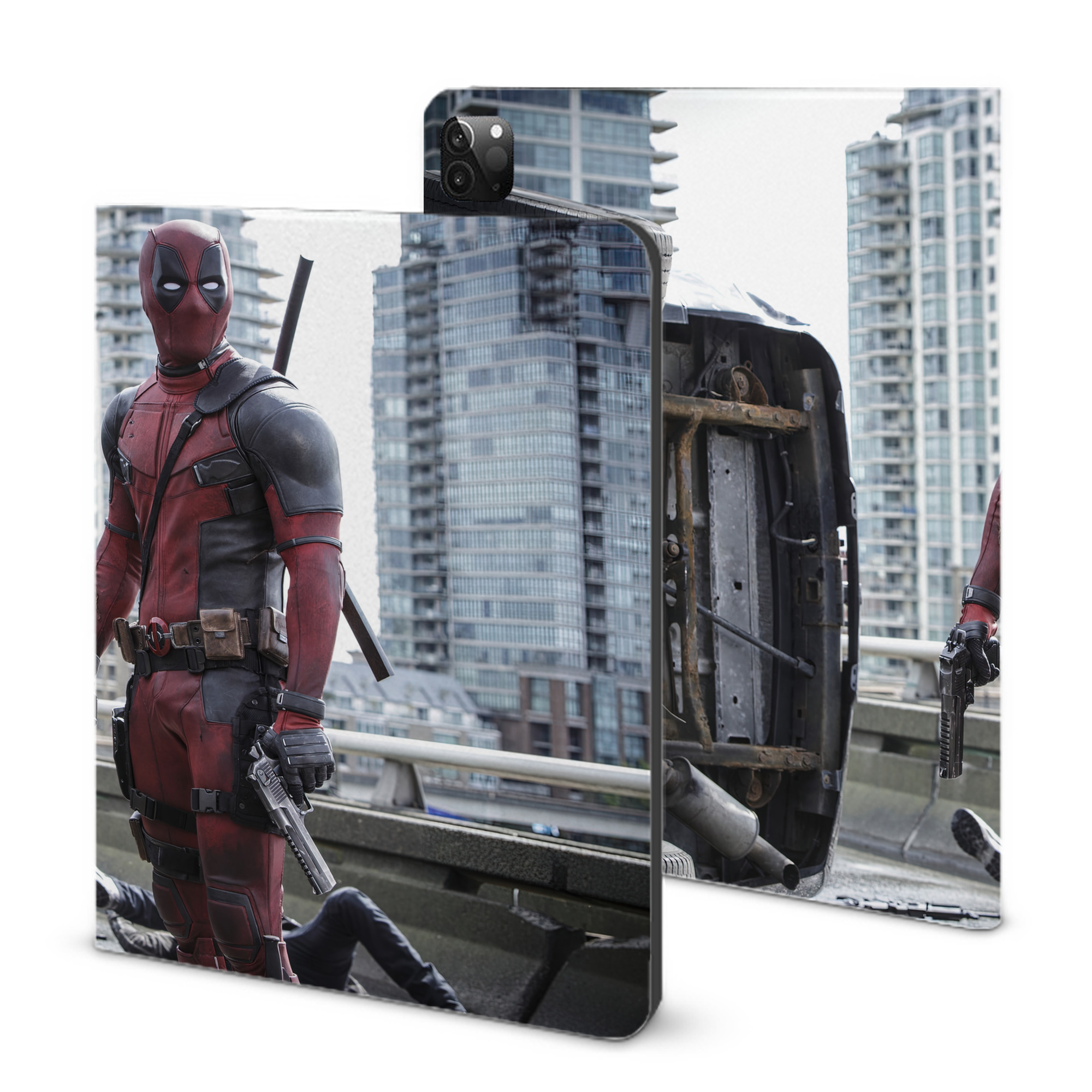 （画像用） Deadpool デッドプール IPadケース ペンホルダー付き ブックスタイルデザイン